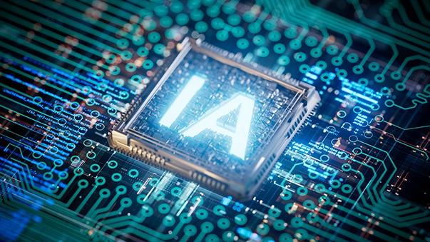 AI lit up on a circuit board